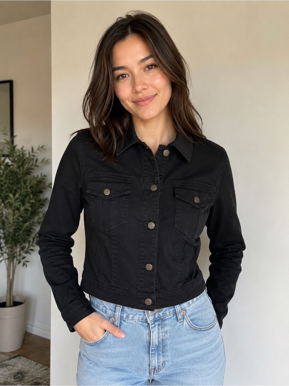 Tinseltown Black Women's Denim Jacket
